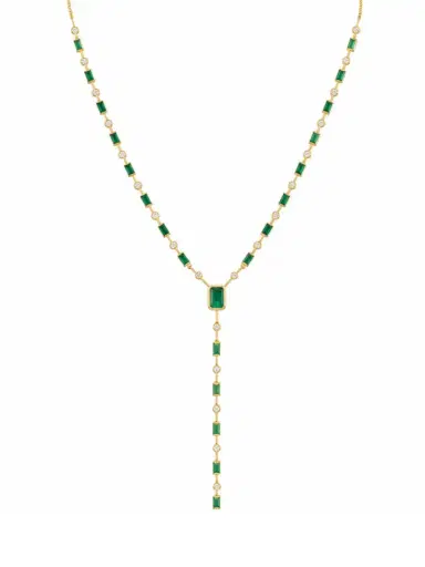 Wish Fine Jewelry 5.15ct Emerald Diamond 14K Gold Lariat Necklace | Thumbnail 1 Wish Fine Jewelry 5.15ct Emerald Diamond 14K Gold Lariat Necklace | Thumbnail 1