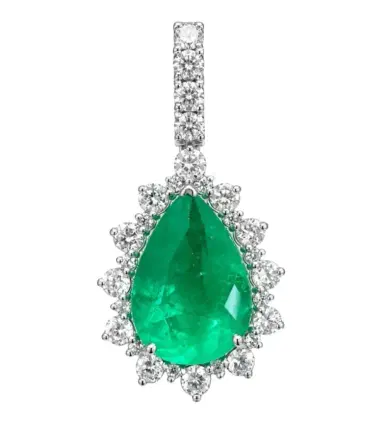 Wish Fine Jewelry 5.57ct Emerald Diamond 18K Gold Heart Pear Halo Pendant | Thumbnail 1 Wish Fine Jewelry 5.57ct Emerald Diamond 18K Gold Heart Pear Halo Pendant | Thumbnail 1
