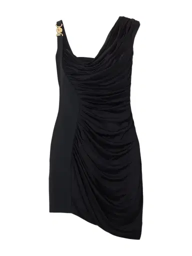 Versace Medusa-embellished Gathered Satin-crepe Mini Dress | Thumbnail 1 Versace Medusa-embellished Gathered Satin-crepe Mini Dress | Thumbnail 1