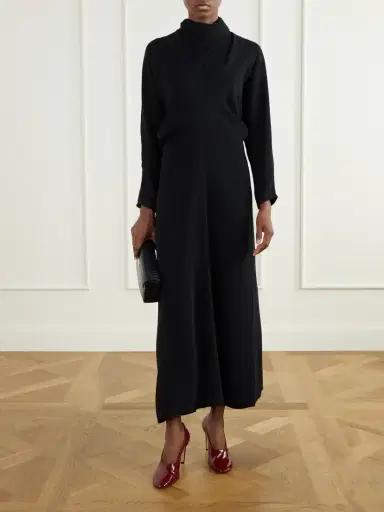 TOTEME Tie-detailed Draped Cady Maxi Dress | Thumbnail 2 TOTEME Tie-detailed Draped Cady Maxi Dress | Thumbnail 2