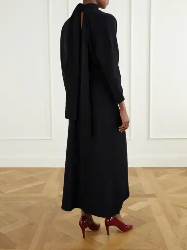 TOTEME Tie-detailed Draped Cady Maxi Dress | Thumbnail 3 TOTEME Tie-detailed Draped Cady Maxi Dress | Thumbnail 3