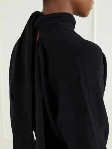 TOTEME Tie-detailed Draped Cady Maxi Dress | Thumbnail 4 TOTEME Tie-detailed Draped Cady Maxi Dress | Thumbnail 4