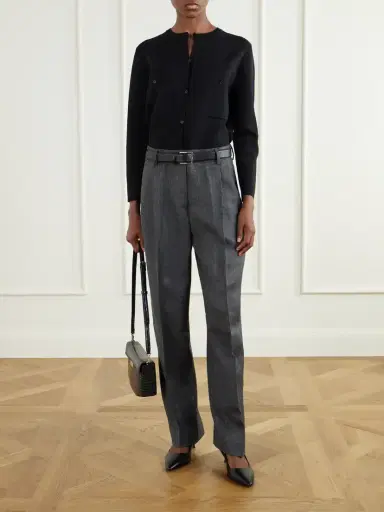 TOTEME Pleated Herringbone Wool Wide-leg Pants | Thumbnail 2 TOTEME Pleated Herringbone Wool Wide-leg Pants | Thumbnail 2