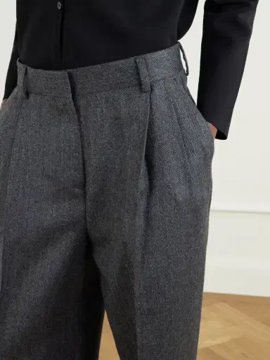TOTEME Pleated Herringbone Wool Wide-leg Pants | Thumbnail 5 TOTEME Pleated Herringbone Wool Wide-leg Pants | Thumbnail 5