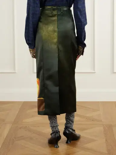 Dries Van Noten Sentista Belted Printed Duchesse-satin Midi Skirt | Thumbnail 4 Dries Van Noten Sentista Belted Printed Duchesse-satin Midi Skirt | Thumbnail 4
