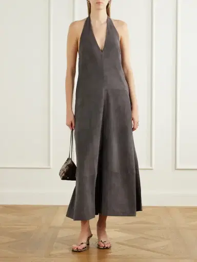 St. Agni Paneled Suede Halter Midi Dress | Thumbnail 2 St. Agni Paneled Suede Halter Midi Dress | Thumbnail 2