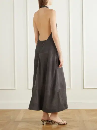 St. Agni Paneled Suede Halter Midi Dress | Thumbnail 3 St. Agni Paneled Suede Halter Midi Dress | Thumbnail 3