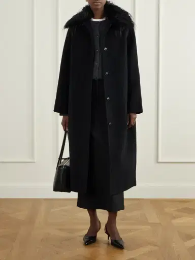 Loulou de Saison Plush-trimmed Wool And Cashmere-blend Coat | Thumbnail 2 Loulou de Saison Plush-trimmed Wool And Cashmere-blend Coat | Thumbnail 2