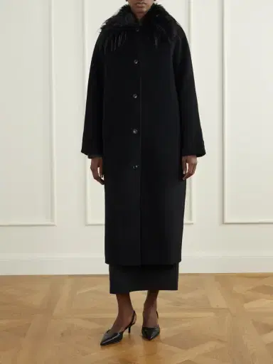 Loulou de Saison Plush-trimmed Wool And Cashmere-blend Coat | Thumbnail 3 Loulou de Saison Plush-trimmed Wool And Cashmere-blend Coat | Thumbnail 3