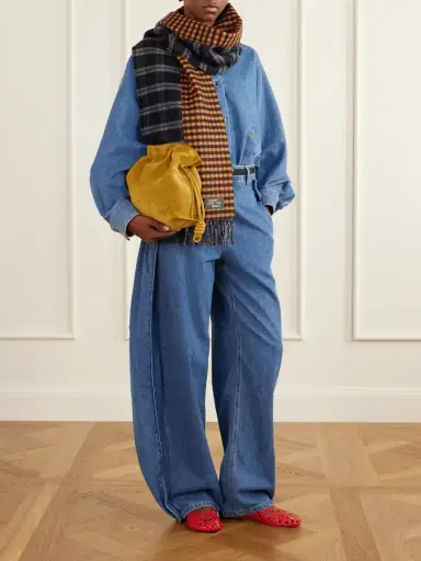 Loewe Fringed Checked Wool And Cashmere-blend Scarf | Thumbnail 2 Loewe Fringed Checked Wool And Cashmere-blend Scarf | Thumbnail 2