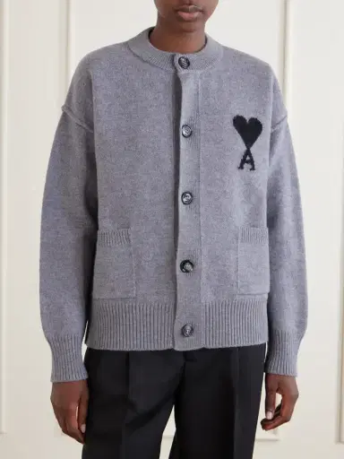 AMI PARIS Intarsia Wool Cardigan | Thumbnail 3 AMI PARIS Intarsia Wool Cardigan | Thumbnail 3
