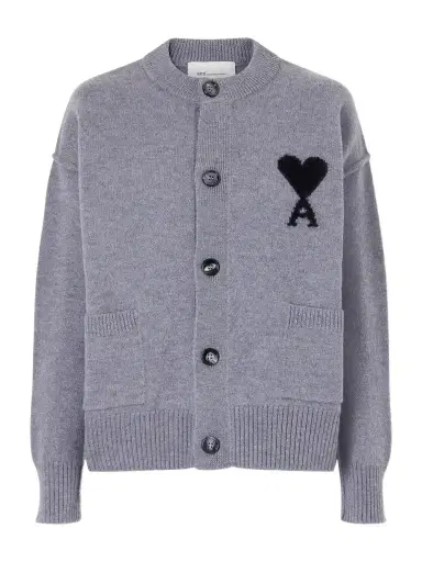 AMI PARIS Intarsia Wool Cardigan | Thumbnail 1 AMI PARIS Intarsia Wool Cardigan | Thumbnail 1