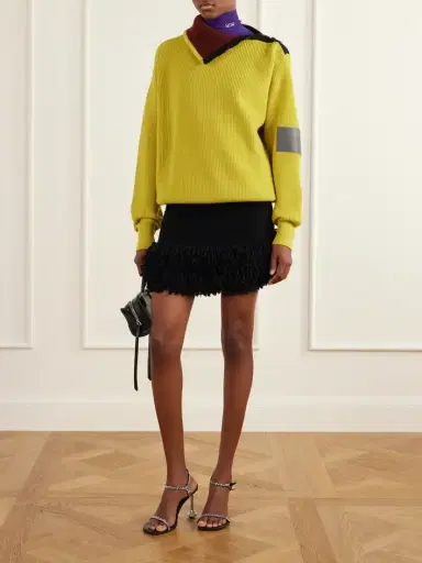 Loewe Zip-detailed Leather-trimmed Ribbed Wool-blend Turtleneck Sweater | Thumbnail 2 Loewe Zip-detailed Leather-trimmed Ribbed Wool-blend Turtleneck Sweater | Thumbnail 2