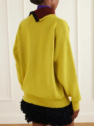Loewe Zip-detailed Leather-trimmed Ribbed Wool-blend Turtleneck Sweater | Thumbnail 4 Loewe Zip-detailed Leather-trimmed Ribbed Wool-blend Turtleneck Sweater | Thumbnail 4