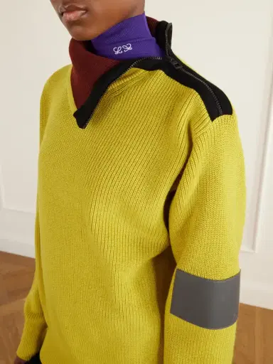 Loewe Zip-detailed Leather-trimmed Ribbed Wool-blend Turtleneck Sweater | Thumbnail 5 Loewe Zip-detailed Leather-trimmed Ribbed Wool-blend Turtleneck Sweater | Thumbnail 5