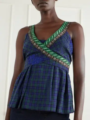 Dries Van Noten Embellished Wrap Checked Cotton Top | Thumbnail 4 Dries Van Noten Embellished Wrap Checked Cotton Top | Thumbnail 4