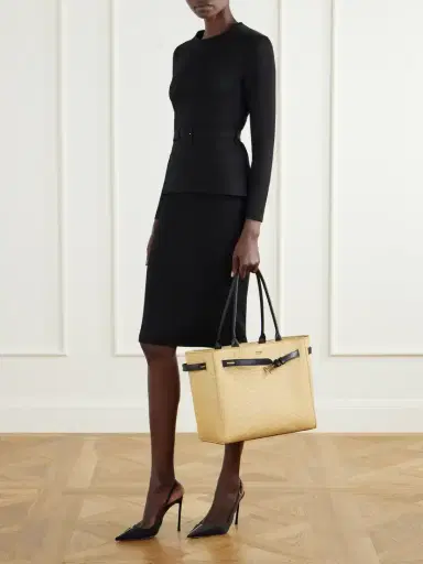 Tom Ford Audrey Logo-print Leather-trimmed Raffia Tote | Thumbnail 3 Tom Ford Audrey Logo-print Leather-trimmed Raffia Tote | Thumbnail 3