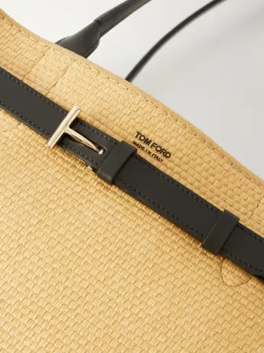 Tom Ford Audrey Logo-print Leather-trimmed Raffia Tote | Thumbnail 5 Tom Ford Audrey Logo-print Leather-trimmed Raffia Tote | Thumbnail 5