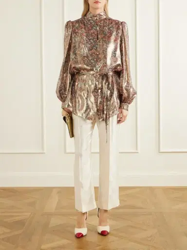 Valentino Garavani Belted Floral-print Silk-blend Blouse | Thumbnail 2 Valentino Garavani Belted Floral-print Silk-blend Blouse | Thumbnail 2