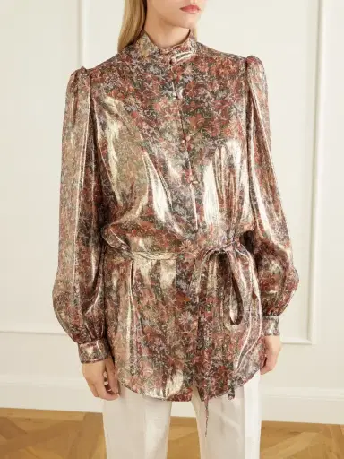 Valentino Garavani Belted Floral-print Silk-blend Blouse | Thumbnail 3 Valentino Garavani Belted Floral-print Silk-blend Blouse | Thumbnail 3