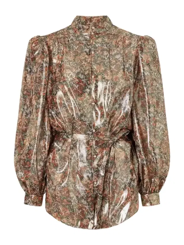 Belted Floral-print Silk-blend Blouse Belted Floral-print Silk-blend Blouse