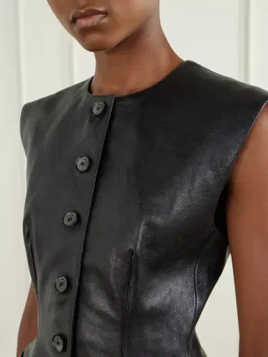 Magda Butrym Cropped Full-grain Leather Vest | Thumbnail 4 Magda Butrym Cropped Full-grain Leather Vest | Thumbnail 4