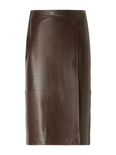 Nour Hammour Origami Croc-effect Leather Midi Wrap Skirt | Thumbnail 1 Nour Hammour Origami Croc-effect Leather Midi Wrap Skirt | Thumbnail 1