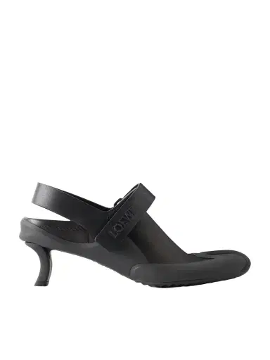 Loewe Dive 45 Logo-detailed Rubber-trimmed Leather Slingback Pumps | Thumbnail 1 Loewe Dive 45 Logo-detailed Rubber-trimmed Leather Slingback Pumps | Thumbnail 1
