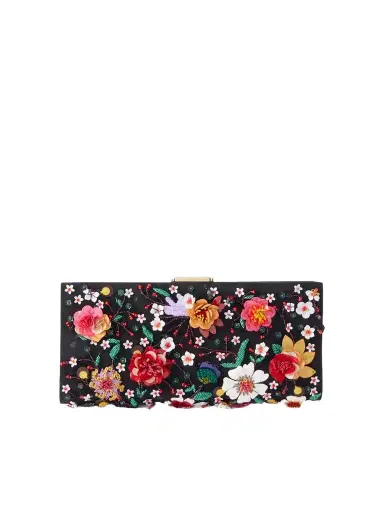 Carolina Herrera Floral-embellished Silk-faille Clutch | Thumbnail 1 Carolina Herrera Floral-embellished Silk-faille Clutch | Thumbnail 1