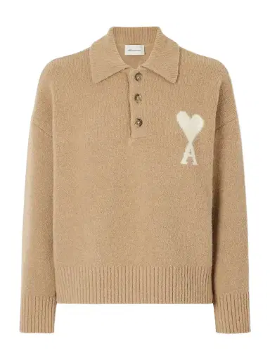AMI PARIS Logo-embroidered Wool-blend Polo Shirt | Thumbnail 1 AMI PARIS Logo-embroidered Wool-blend Polo Shirt | Thumbnail 1