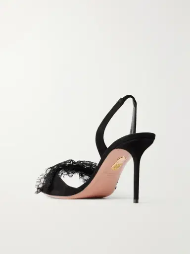 Aquazzura Lover 85 Lace-trimmed Suede Slingback Sandals | Thumbnail 3 Aquazzura Lover 85 Lace-trimmed Suede Slingback Sandals | Thumbnail 3