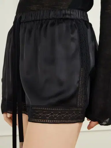Ann Demeulemeester Anda Lace-trimmed Silk-satin Shorts | Thumbnail 4 Ann Demeulemeester Anda Lace-trimmed Silk-satin Shorts | Thumbnail 4