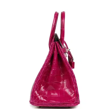HERMÈS Hermes Birkin 25 Rose Pourpre Shiny Niloticus Crocodile Palladium Hardware | Thumbnail 3 HERMÈS Hermes Birkin 25 Rose Pourpre Shiny Niloticus Crocodile Palladium Hardware | Thumbnail 3