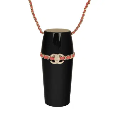 Chanel Pre-owned Chanel Lipstick Case Long Necklace Black Resin, Orange Leather Light Gold Hardware | Thumbnail 2 Chanel Pre-owned Chanel Lipstick Case Long Necklace Black Resin, Orange Leather Light Gold Hardware | Thumbnail 2
