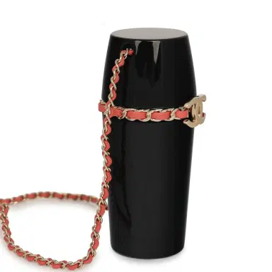 Chanel Pre-owned Chanel Lipstick Case Long Necklace Black Resin, Orange Leather Light Gold Hardware | Thumbnail 3 Chanel Pre-owned Chanel Lipstick Case Long Necklace Black Resin, Orange Leather Light Gold Hardware | Thumbnail 3