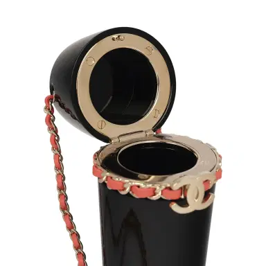 Chanel Pre-owned Chanel Lipstick Case Long Necklace Black Resin, Orange Leather Light Gold Hardware | Thumbnail 7 Chanel Pre-owned Chanel Lipstick Case Long Necklace Black Resin, Orange Leather Light Gold Hardware | Thumbnail 7