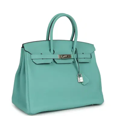 HERMÈS Pre-owned Hermes Birkin 35 Bleu Atoll Togo Palladium Hardware | Thumbnail 2 HERMÈS Pre-owned Hermes Birkin 35 Bleu Atoll Togo Palladium Hardware | Thumbnail 2