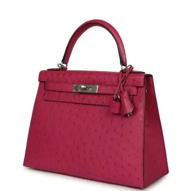 HERMÈS Pre-owned Hermes Kelly Sellier 28 Rose Poupre Ostrich Palladium Hardware | Thumbnail 5 HERMÈS Pre-owned Hermes Kelly Sellier 28 Rose Poupre Ostrich Palladium Hardware | Thumbnail 5