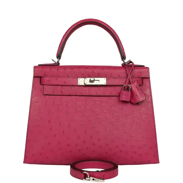 Pre-owned Hermes Kelly Sellier 28 Rose Poupre Ostrich Palladium Hardware Pre-owned Hermes Kelly Sellier 28 Rose Poupre Ostrich Palladium Hardware
