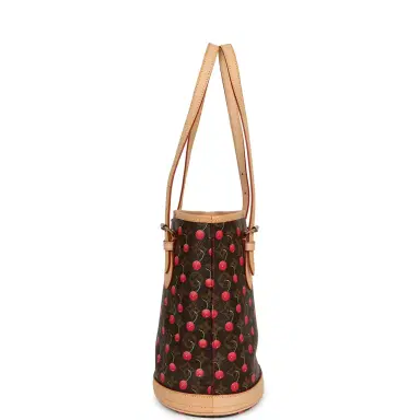 Louis Vuitton Vintage Louis Vuitton x Takashi Murakami Cheries Bucket Bag PM Red, Brown Monogram Cherry Gold Hardware | Thumbnail 3 Louis Vuitton Vintage Louis Vuitton x Takashi Murakami Cheries Bucket Bag PM Red, Brown Monogram Cherry Gold Hardware | Thumbnail 3