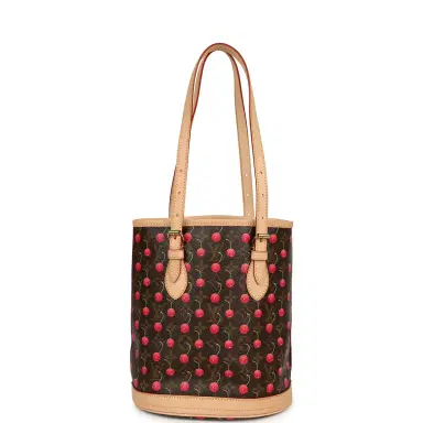 Louis Vuitton Vintage Louis Vuitton x Takashi Murakami Cheries Bucket Bag PM Red, Brown Monogram Cherry Gold Hardware | Thumbnail 4 Louis Vuitton Vintage Louis Vuitton x Takashi Murakami Cheries Bucket Bag PM Red, Brown Monogram Cherry Gold Hardware | Thumbnail 4