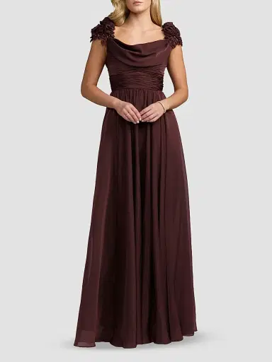 Mac Duggal Women's Beaded Chiffon Cap-Sleeve Gown | Thumbnail 2 Mac Duggal Women's Beaded Chiffon Cap-Sleeve Gown | Thumbnail 2