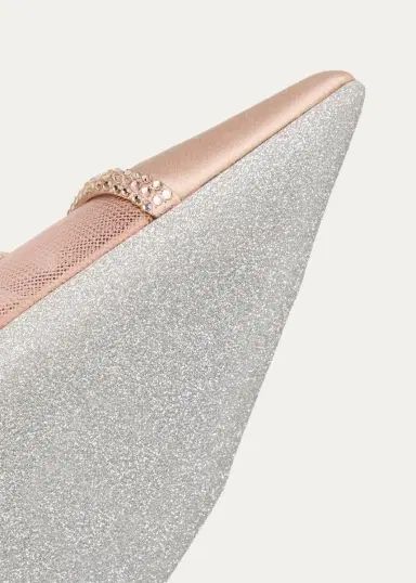 René Caovilla 80mm Embellished Satin Mesh Slingback Pumps | Thumbnail 3 René Caovilla 80mm Embellished Satin Mesh Slingback Pumps | Thumbnail 3