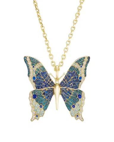 GRACE WINFREY 18K Yellow Gold Morpho Butterfly Pendant Necklace With Multi-Stones And Diamonds | Thumbnail 1 GRACE WINFREY 18K Yellow Gold Morpho Butterfly Pendant Necklace With Multi-Stones And Diamonds | Thumbnail 1