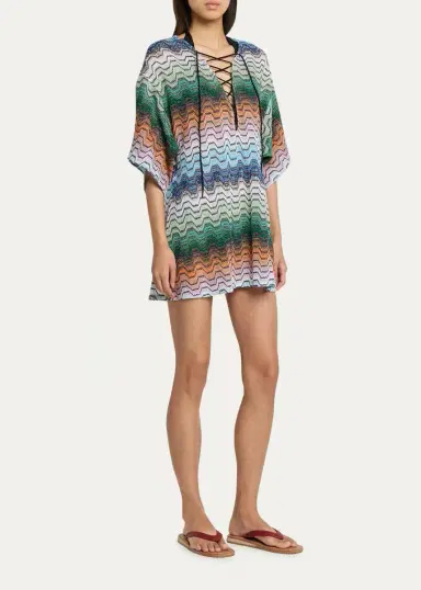 Missoni Short Lace-Up Zigzag Coverup | Thumbnail 2 Missoni Short Lace-Up Zigzag Coverup | Thumbnail 2