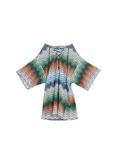 Missoni Short Lace-Up Zigzag Coverup | Thumbnail 1 Missoni Short Lace-Up Zigzag Coverup | Thumbnail 1