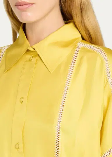 Diotima Timour Short-Sleeve Hand Stitched Silk Button-Down Shirt | Thumbnail 5 Diotima Timour Short-Sleeve Hand Stitched Silk Button-Down Shirt | Thumbnail 5