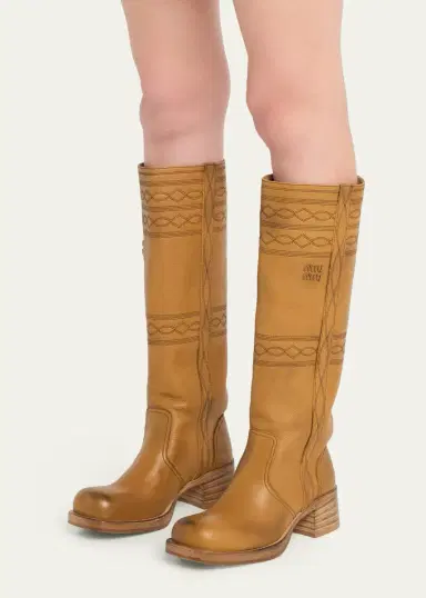 Miu Miu 50mm Western Leather Knee-High Boots | Thumbnail 2 Miu Miu 50mm Western Leather Knee-High Boots | Thumbnail 2