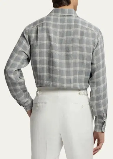 Ralph Lauren Purple Label Men's Plaid Linen Twill Shirt | Thumbnail 3 Ralph Lauren Purple Label Men's Plaid Linen Twill Shirt | Thumbnail 3