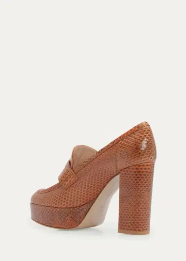 Gianvito Rossi 70mm Hadden Snake-Embossed Leather Loafer Pumps | Thumbnail 4 Gianvito Rossi 70mm Hadden Snake-Embossed Leather Loafer Pumps | Thumbnail 4